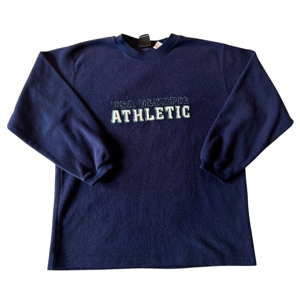 Vintage USA Olympic Athletic XL Blue Fleece Sweatshirt JCPenney Pullover 90s